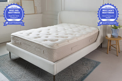 naked lytton mattress on bedframe in modern bedroom
